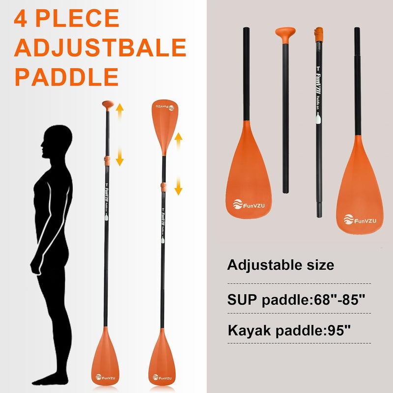 FunVZU SUP Paddle, Stand Up Paddle Board Paddle Lightweight Adjustable 4-Piece Aluminium Kayak Paddles, Unique Lock Design Floating Alloy Shaft Paddle for Paddle Board - Image 5